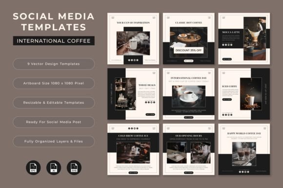 Elevate Your Coffee Day Posts with These Social Media Templates