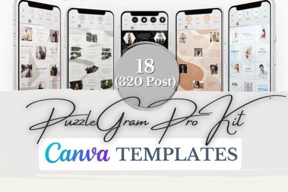 Elevate Your Feed with 18 (320 Post) Puzzlegram Canva Templates