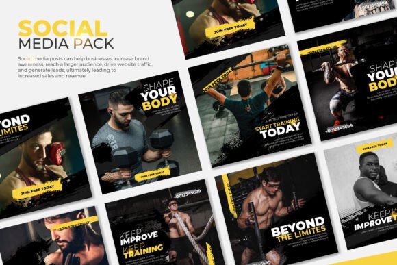 Gym Social Media Design Templates for Fitness Brands