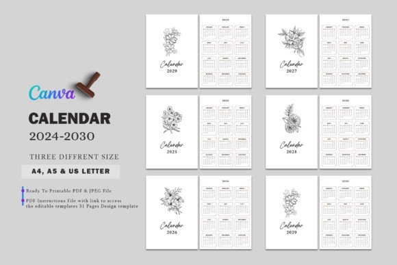 Printable Calendar Templates: Your 2024–2030 Planning Solution